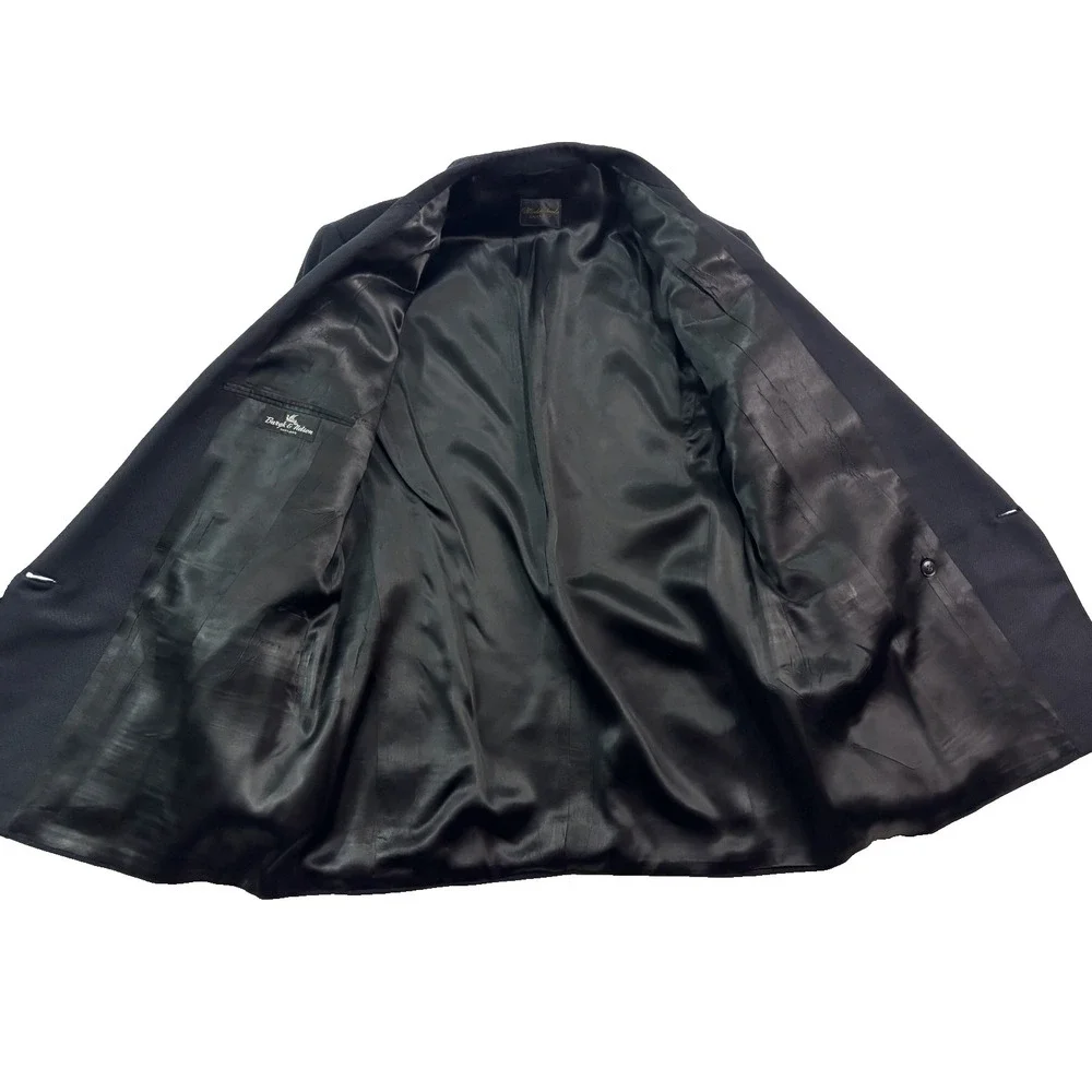 vtg 40s Double Breasted Tuxedo Jacket‎ 40L Flannel Wool Heavy Black Peak Formal